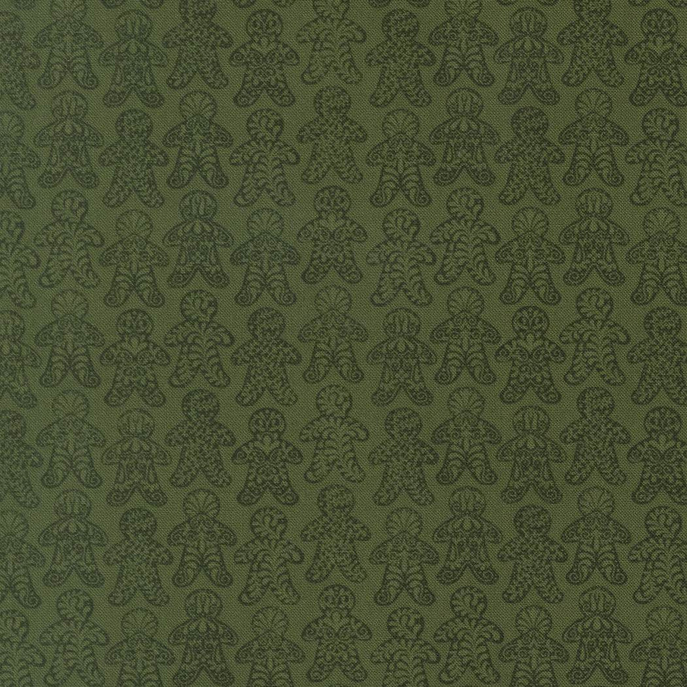 1 Yard Pre-Cut Fabric - Moda Gingerbread Lane Holly Gingerbread Dance