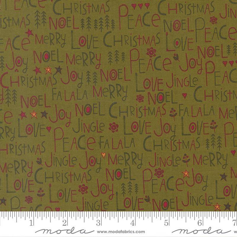 Half Yard Pre-Cut Fabric - Moda Chilly Peace Love Joy Pine