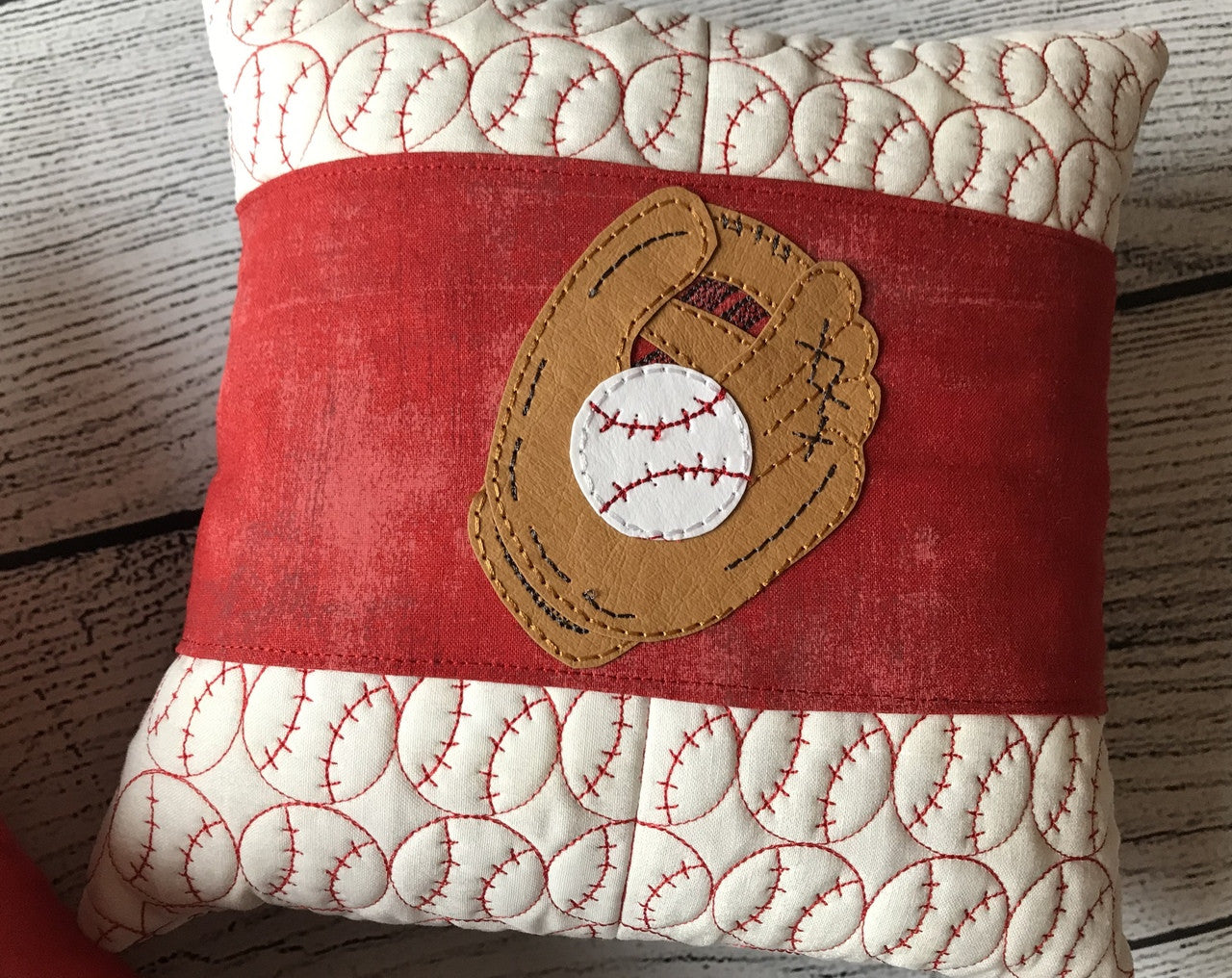 Baseball Pillows & Wrap with Button Covers! Quilt-in-the-hoop style! Quilt-in-the-hoop style with Kraft-tex!