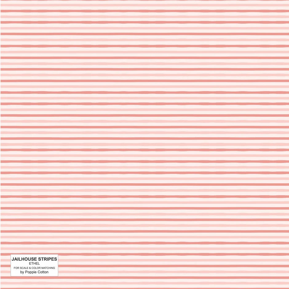1 Yard Pre-Cut Fabric - Poppie Cotton Jailhouse Stripe Ethel