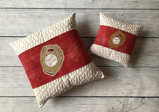 Baseball Pillows & Wrap with Button Covers! Quilt-in-the-hoop style!