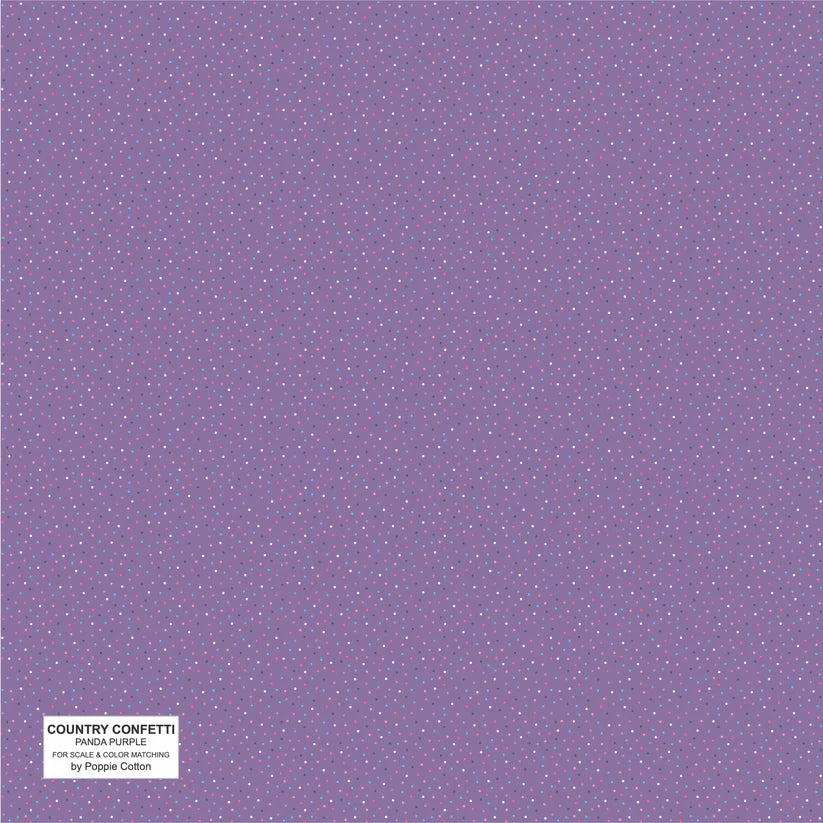 1 Yard Pre-Cut Fabric - Poppie Cotton Country Confetti Party Panda Purple