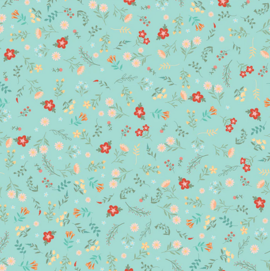 1 Yard Pre-Cut Fabric - Petals Teal